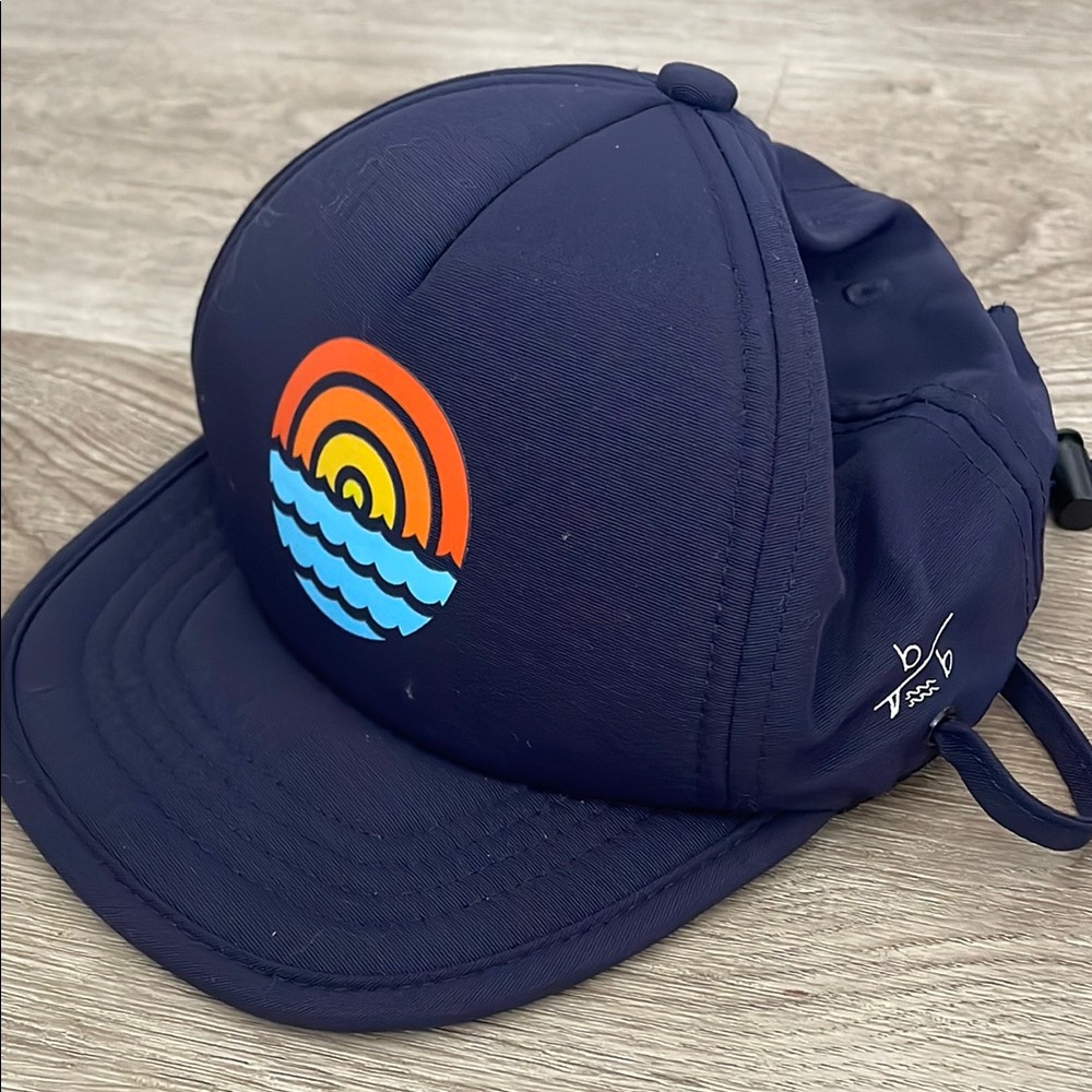 Navy Blue Kids Hat with Sunset Design